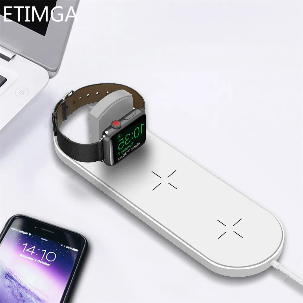 

ETIMGA Fast Wireless Charging Pad for Samsung S8 S9 For iPhone XS Max XR X 8 Plus 3 in 1 Qi Wireless Charger for Apple Watch 3 2