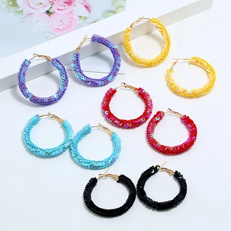 

Fashion Resin Earrings Korean Women Glitter Sequin Drop Earrings Statement Party Earrings Jewelry