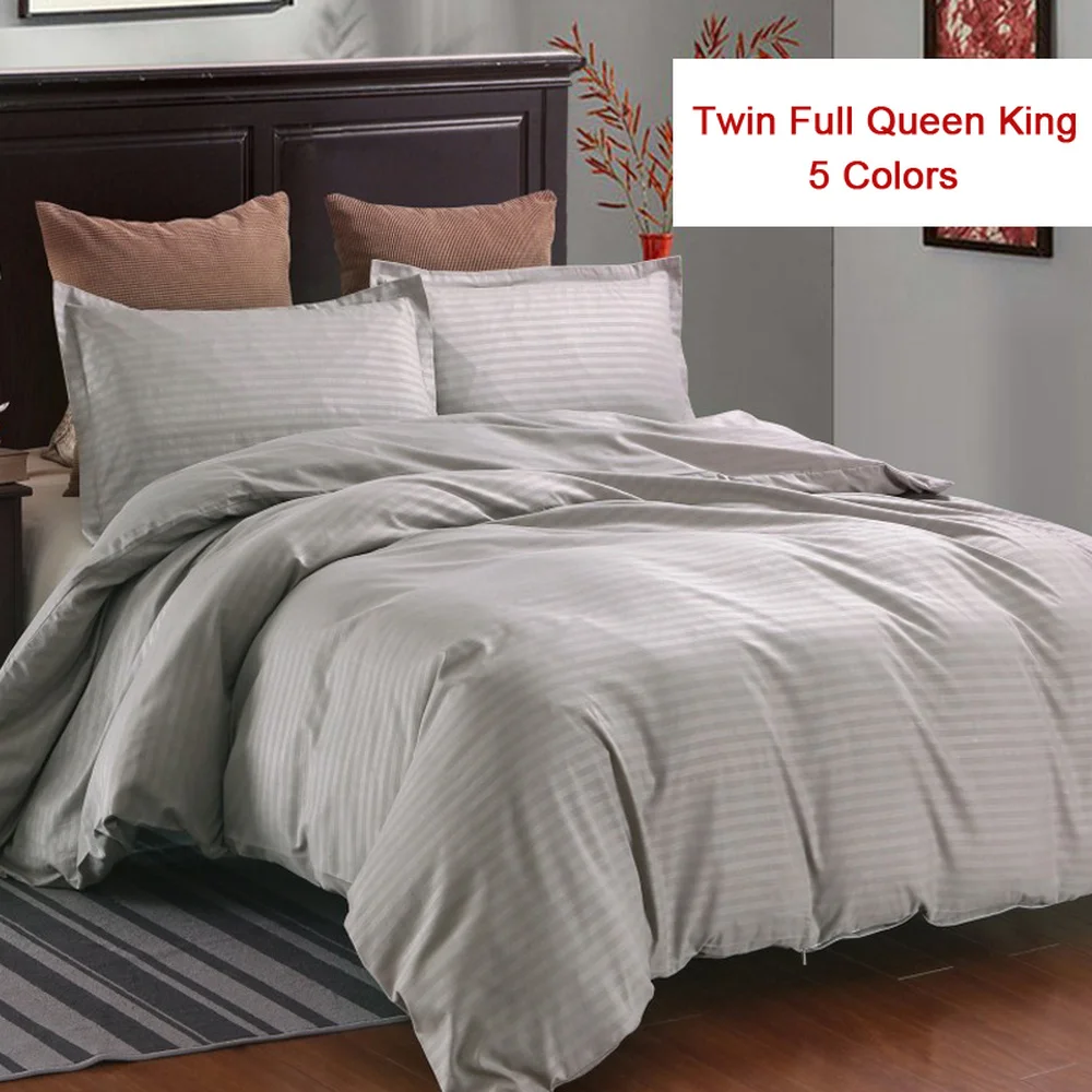 2/3pcs Modern Minimalist Stripe Pure Color Bedding Set ...