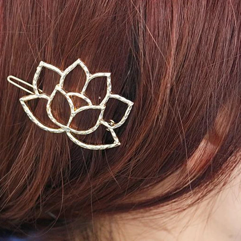 Metal Hair Accessories for Women Hollow Out Lotus Retro Hairpins Hair