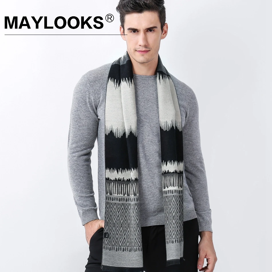 Maylooks Роскошные зимние теплые шерстяные кашемировые шарфы толстый Лабиринт