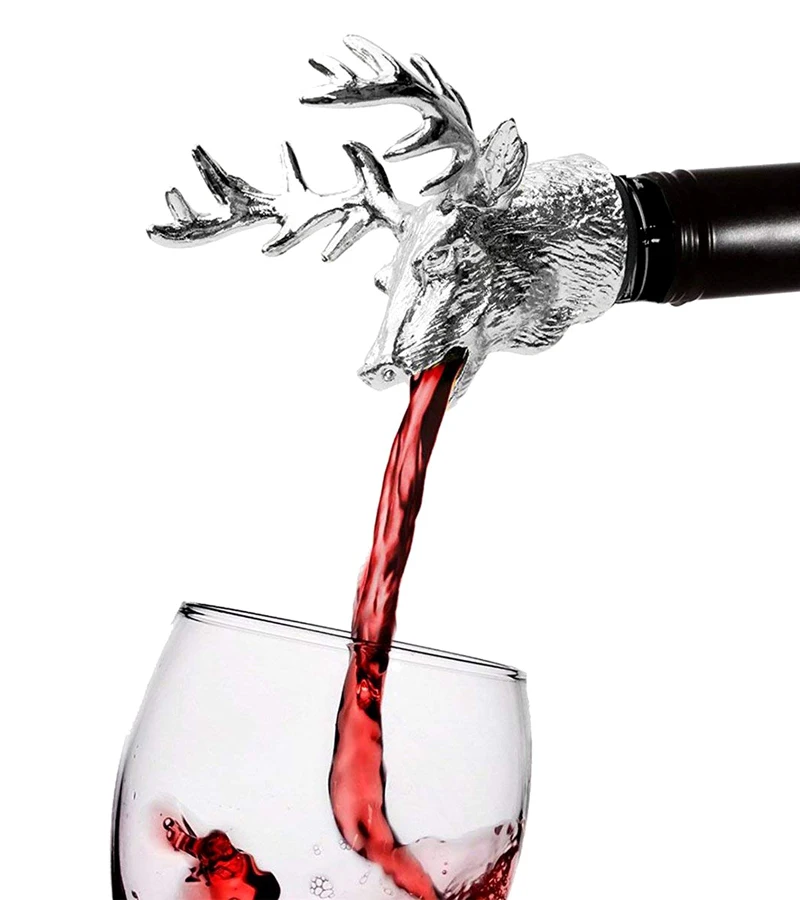 Wine Bottle Stopper Deer Stag Head Wine Pourer Server Zinc Alloy Wine Bottle Cork Wine Aerators Barware Party Accessories (7)
