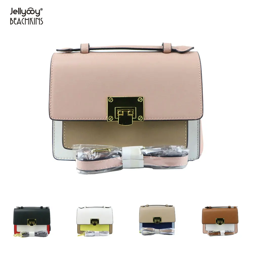 

Jellyooy Beachkins Luxury Flap Genuine Leather Handbag Fashion Casual Crossbody Bags Contrast Color Girl Shoulder Messenger Bag