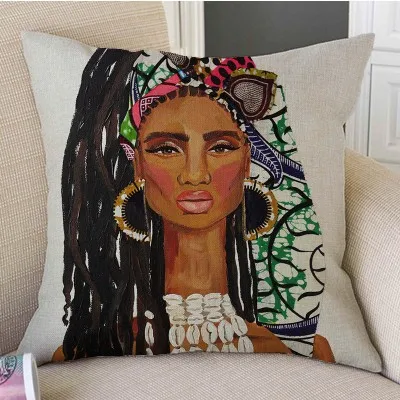 Черная африканская картина маслом Искусство Африканская женщина абстрактный импрессиоизм декоративная подушка чехол из хлопка, льна модные чехлы для подушек - Цвет: T265-3