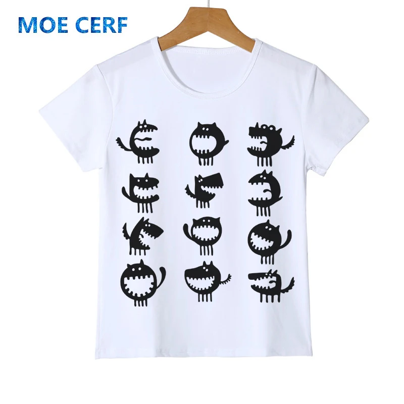 

Summer Harajuku Animal Black cat 12 Rxpressions Print Kid T Shirt Boy Girl Baby Tops Teen T-shirt Children's Clothes Y14-4