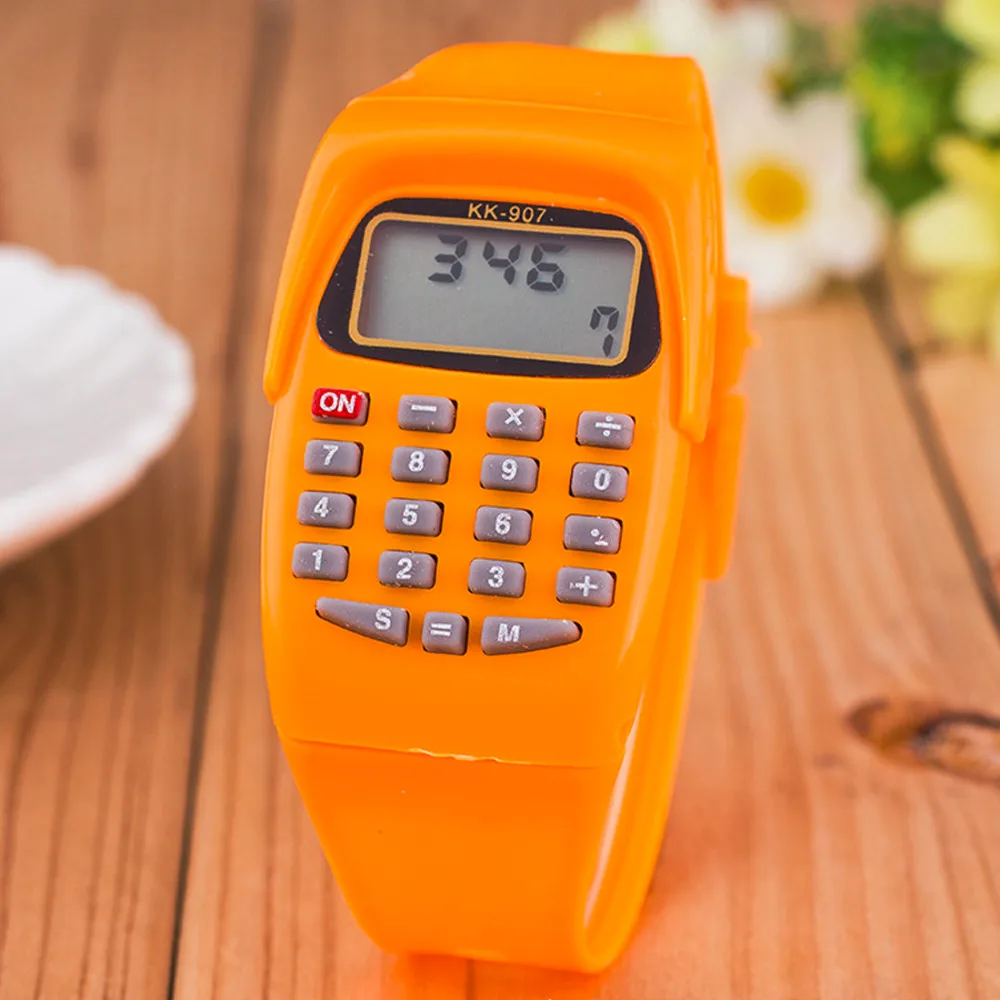Горячая мода цифровой калькулятор с светодиодный часы Функция Повседневное силиконовые спортивные для детей Multi Функция расчета