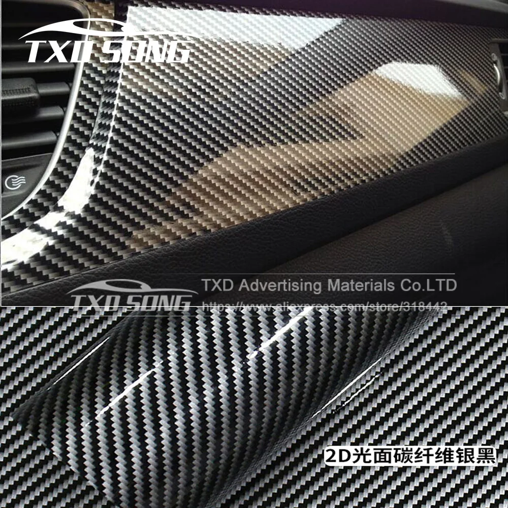 Buy 2D Car Sticker Glossy Carbon Fiber Vinyl Film Wrap