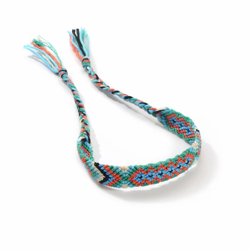 Donarsei новые этнические красочные плетеные браслеты для женщин богемный ручной работы Плетение нить браслет дружбы подарочный - Окраска металла: green 1