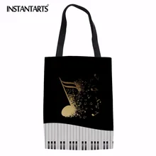 INSTANTARTS 3D пианино клавиатура Лен с принтом повседневная хозяйственная сумка летняя пляжная продуктовая сумка прочная сумка тканевая сумка Mujer сумочка