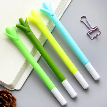 

New creative cute fashion black signature pen cartoon green onion gel pen 0.5mm gel pen office and school supplies marker pen