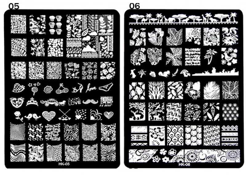 1 шт HK изображения пластины XL большой цветок бабочка птица шаблон для стемпинга для нейл-арта, изображения животных штамп пластины ногтей штамповки пластины(11
