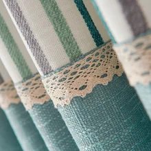 Curtains for Living Room Bedroom New Products Modern Simple Cotton and Linen Splicing Light Stripes Are Simple and Green