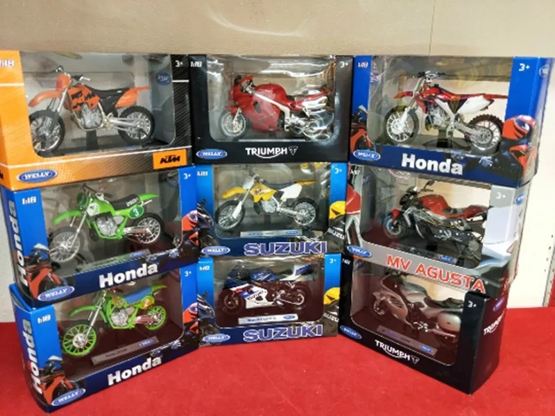 Модель мотоцикла WELLY в масштабе 1/18 модель KAWASAKI KLR650 SUZUKI GSX-R750 MV AGUSTA BRUTALE 990R литая