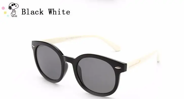 black white WarBLade, солнцезащитные очки для девочек с изображением кота, детские солнцезащитные очки с кошачьим глазом для девочек, детские солнцезащитные очки с поляризацией, резиновые, для ученика, гибкие, со стрелкой - Цвет линз: black white
