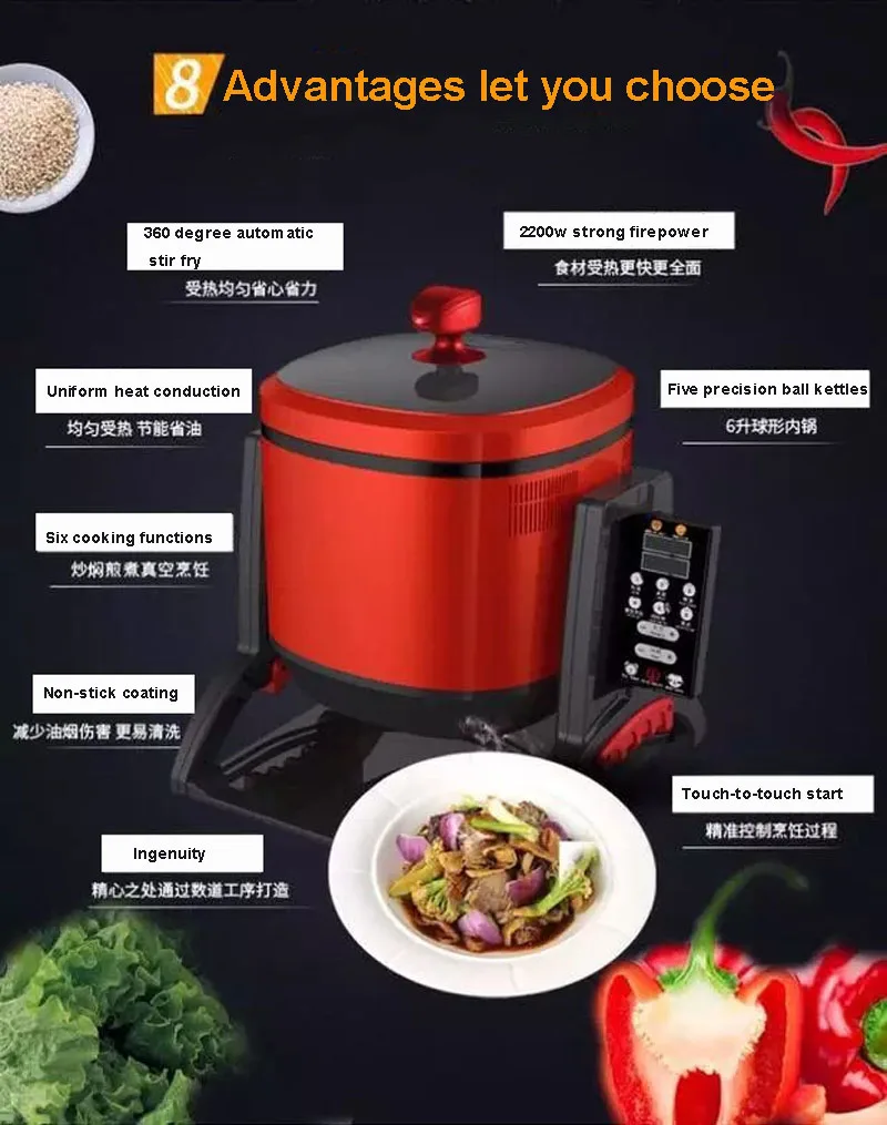 Автоматическая Пособия по кулинарии машина многофункциональная Пособия по кулинарии горшок Пособия по кулинарии робот здоровый без дыма сковорода с антипригарным покрытием 24-час хранение