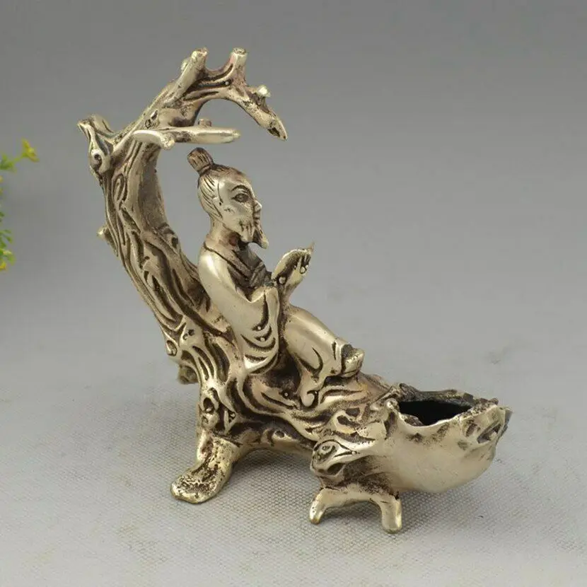 Collectible Decorated Pure copper Handwork Miao Silver Kwan-yin Elephant Statue