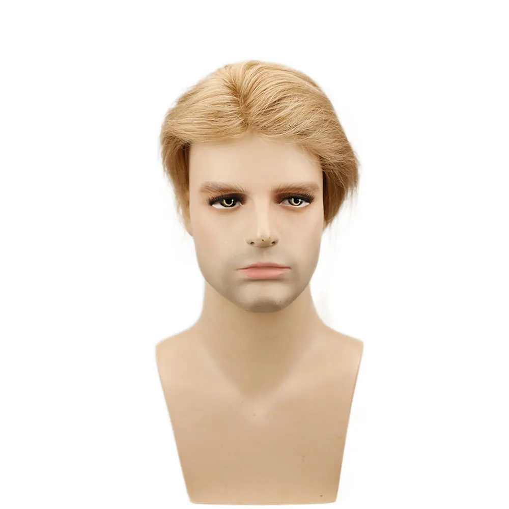 Eseewigs 21 # блондинка мужские замена волос системы парик весь ПУ база 10x8 натуральный прямой бразильский Remy человеческие волосы шт