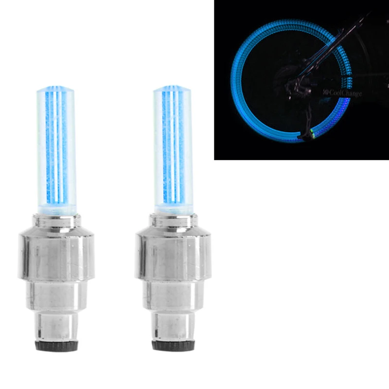 

2Pcs Bike Lights Bicycle Tyre Tire Valve Caps Wheel Spokes LED Light 4 Color