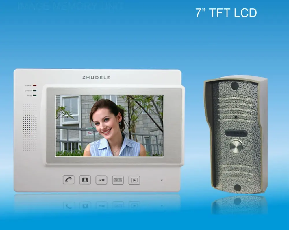 Zhudele Высокое качество " роскошный цвет видео-телефон двери, ПЗС-камера, сенсорный экран с SD карты, ночного видения, разблокировать телефон(от 1 до 1