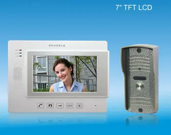 

ZHUDELE TOP QUALITY 7" luxury color video door phone,CCD camera ,touch screen with SD CARD,nightvision, unlocked phone (1 to 1)