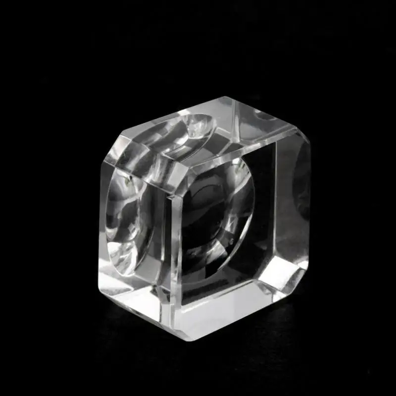 

1X Clear Crystal Square Block Sphere Rocks Base Stand Holder Display Stone Decor