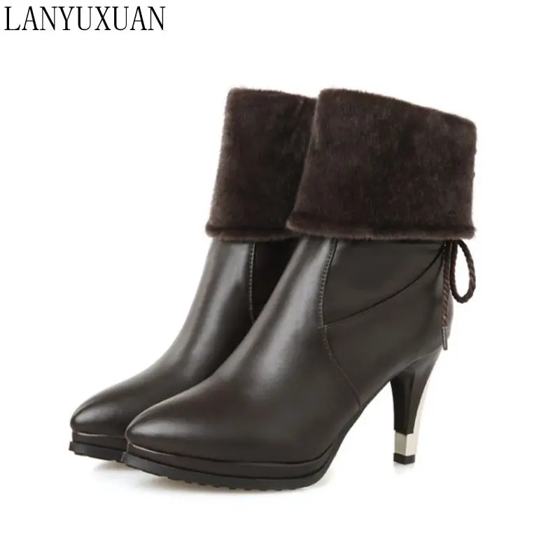 LANYUXUAN/ г. Большие размеры 28-52; botas mujer; зимние ботинки; Модные женские Ботинки Martin; Motocicleta Mulheres; Hq282