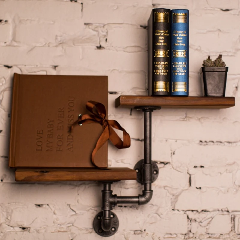 

Find Joy Wooden Industrial Pipe Wall Shelves Home Decoration Storage Holders 2 Pieces of Woods Racks for Living Room FJ040304-b