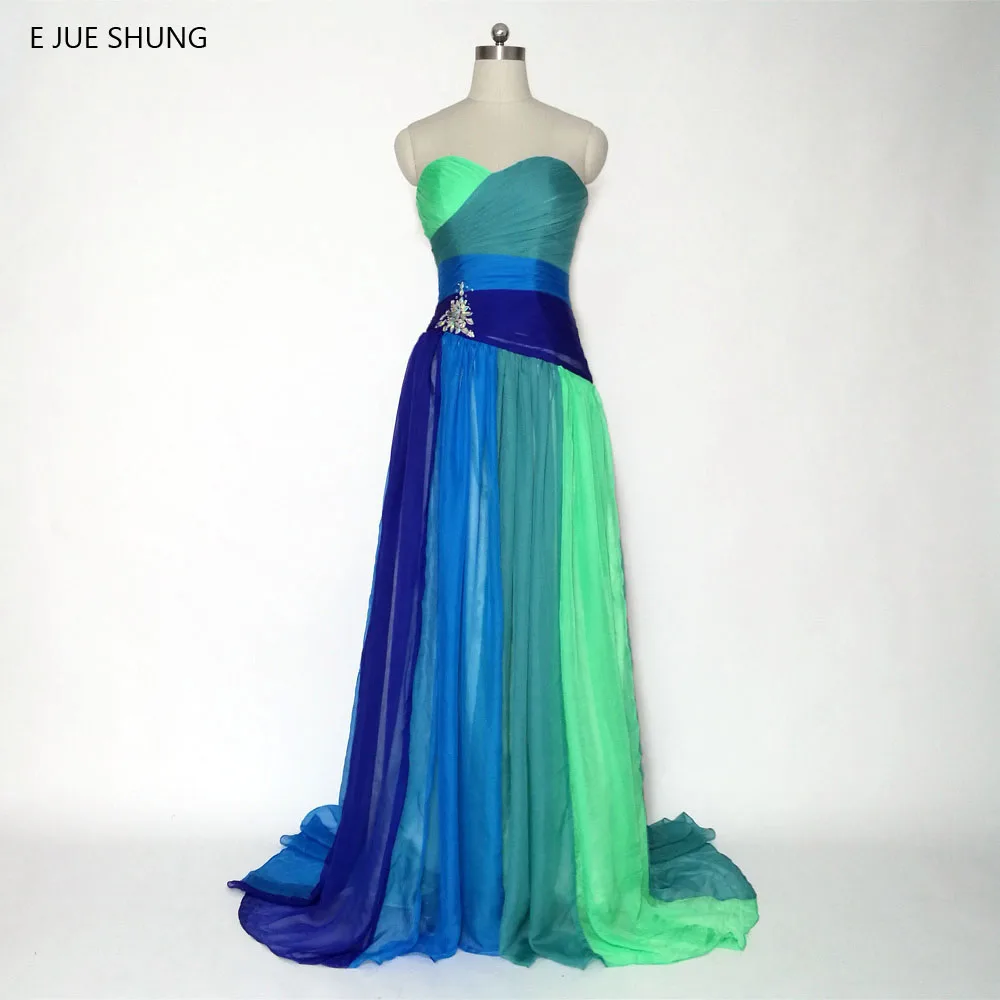 Colorful Floor Length Chiffon Sweetheart Long Evening Dress