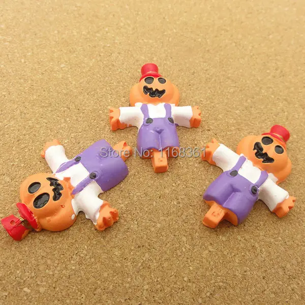 1pcs/lot resin flat back Halloween purple overalls Pumpkin cartoon 34mm Cabochons Hair Bow Center DIY Christmas decration C115-2