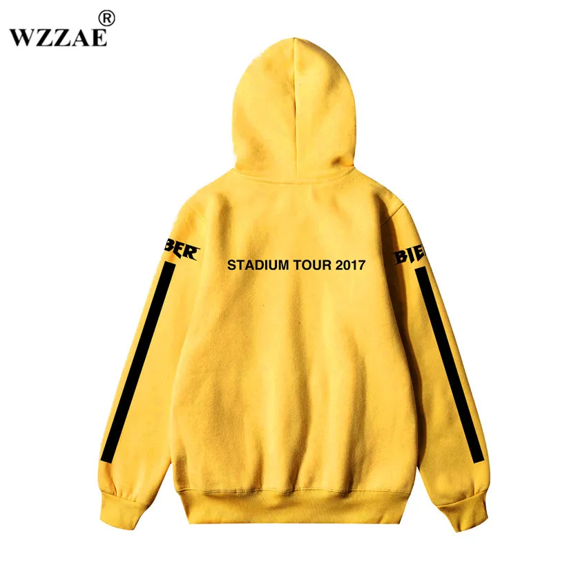 2018 New Design JUSTIN BIEBER STADIUM TOUR 2018 Men Hoodies Hip Hop Fashion Casual Blacck Stripe Purpose Tour Sweatshirts S-XXL