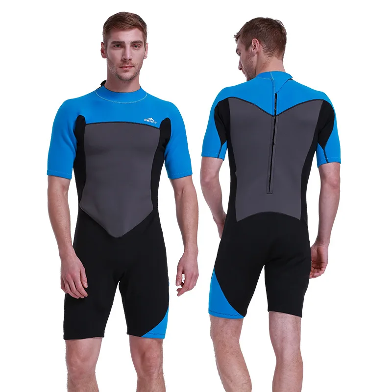 Men's Shorty Wetsuit Back Zipper 2mm Premium Neoprene Short Sleeve