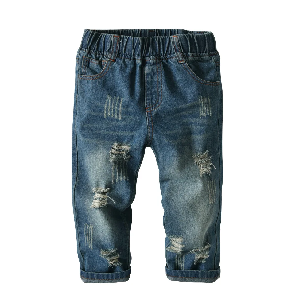 

Kids Boys Ripped Jeans 2019 Spring Summer Autumn High Quality Teenager Trousers Casual Children Broken Hole Jeans 2-7 Years