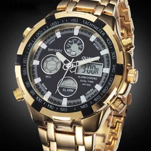 Militaire Montres Hommes Marque De Luxe En Acier Plein Montre Sport Quartz Multi-fonction LED Waterpoof Or Montre-Bracelet Relogio Masculino