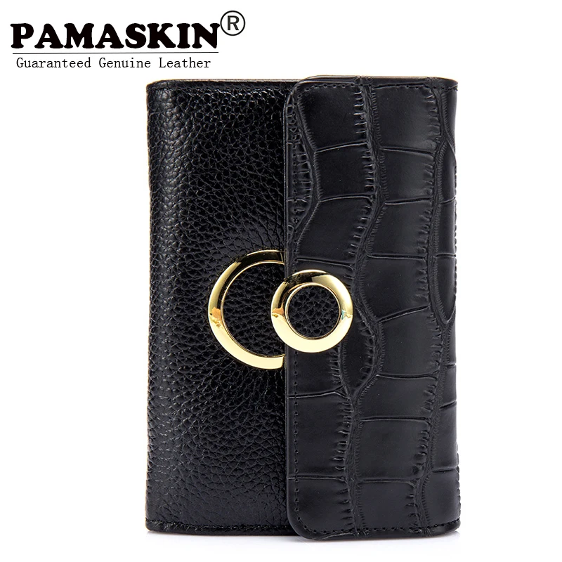

PAMASKIN 2017 Carteras Mujer European and American Luxurious Cow Leather Women Wallets Designer Metal Hasp Lock Female Purses