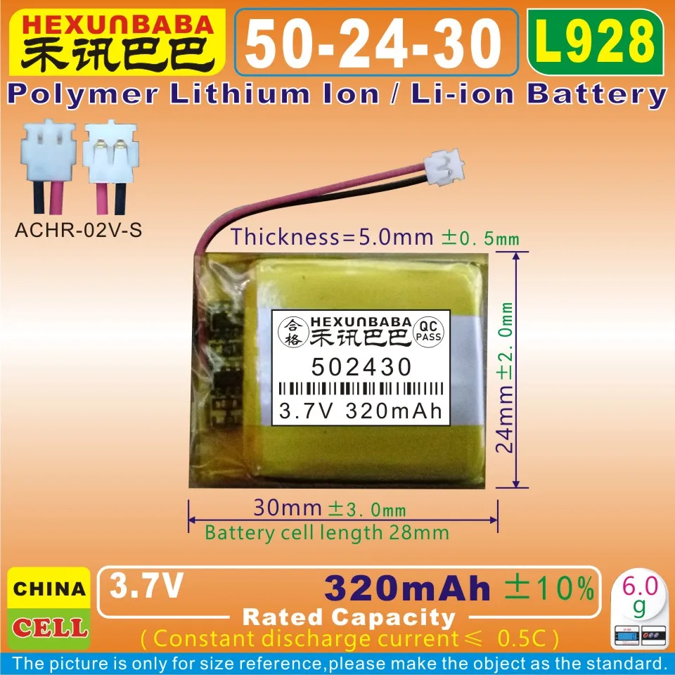 

2pcs [L928] 3.7V 320mAh [502430] Rechargeable Polymer Li-ion battery GARMIN fenix 3,fenix 3HR GPS;FLPB342735-P1;361-00034-02