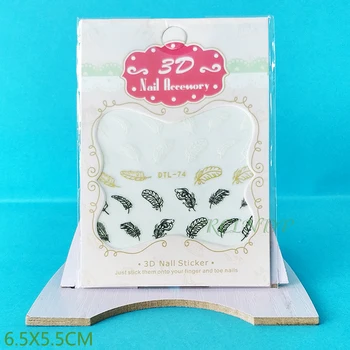 

3D Nails Art Sticker all decorations slider gold black white feather adhesive nail design decals manicure lacquer foil Lacquer