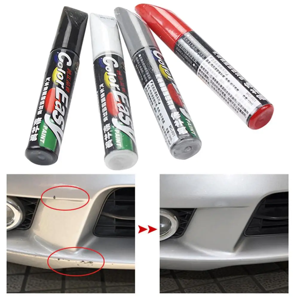 12ML Car Paint Scratches Repair Pen Brush Waterproof Paint Marker Pen Car Tread Care Automotive Maintain Black White Red Silver