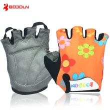 Boodun детям для фитнеса перчатки ударопрочные дышащие на открытом воздухе MTB дорожный мальчики девочки половина пальца шаблон дети спортивные перчатки