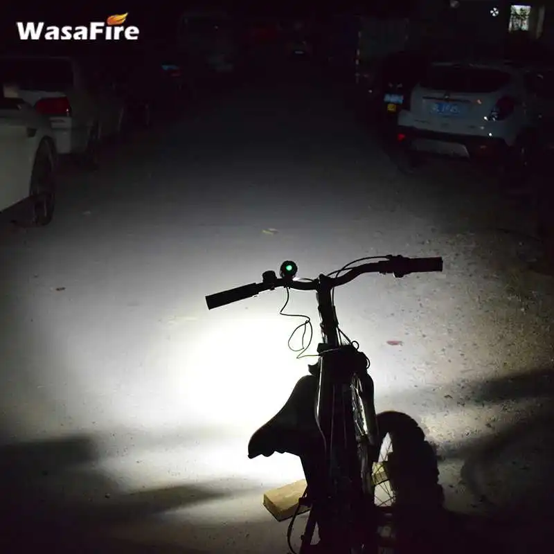 Sale WasaFire USB Rechargeable Riding Front light Electric Horn Bicycle Headlights Vocal 140dB bike bell Speaker Cycling led Light 5