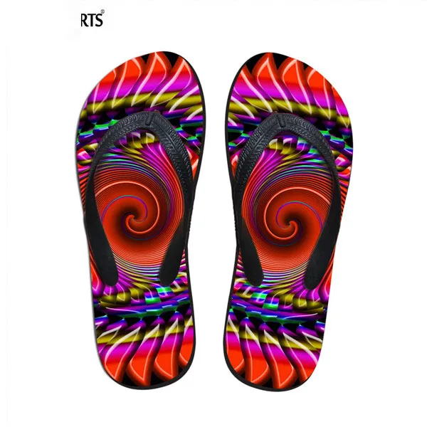 Индивидуальные летние модные мужские вьетнамки с геометрическим принтом; пляжные сандалии для мужчин; тапочки на плоской подошве; повседневные Нескользящие шлепанцы; обувь - Цвет: C0103AB