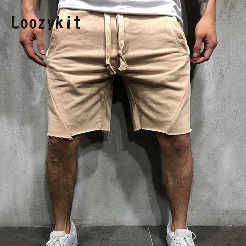 

LOOZYKIT 3XL Casual Solid Shorts Summer Male Drawstring Knee Length Loose Half Trousers Men's Training Shorts