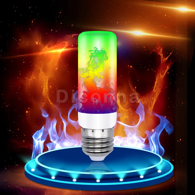 4 режима E27/26 светодиодный эффект пламени огня лампочки Мерцающая лампа Декор