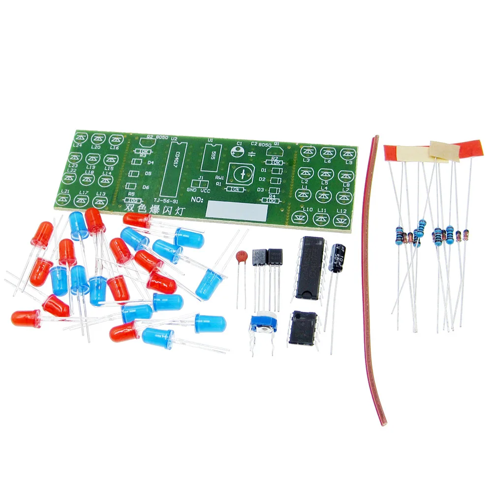NE555 + CD4017 Red Blue Double Color Flashing Lights Board 1