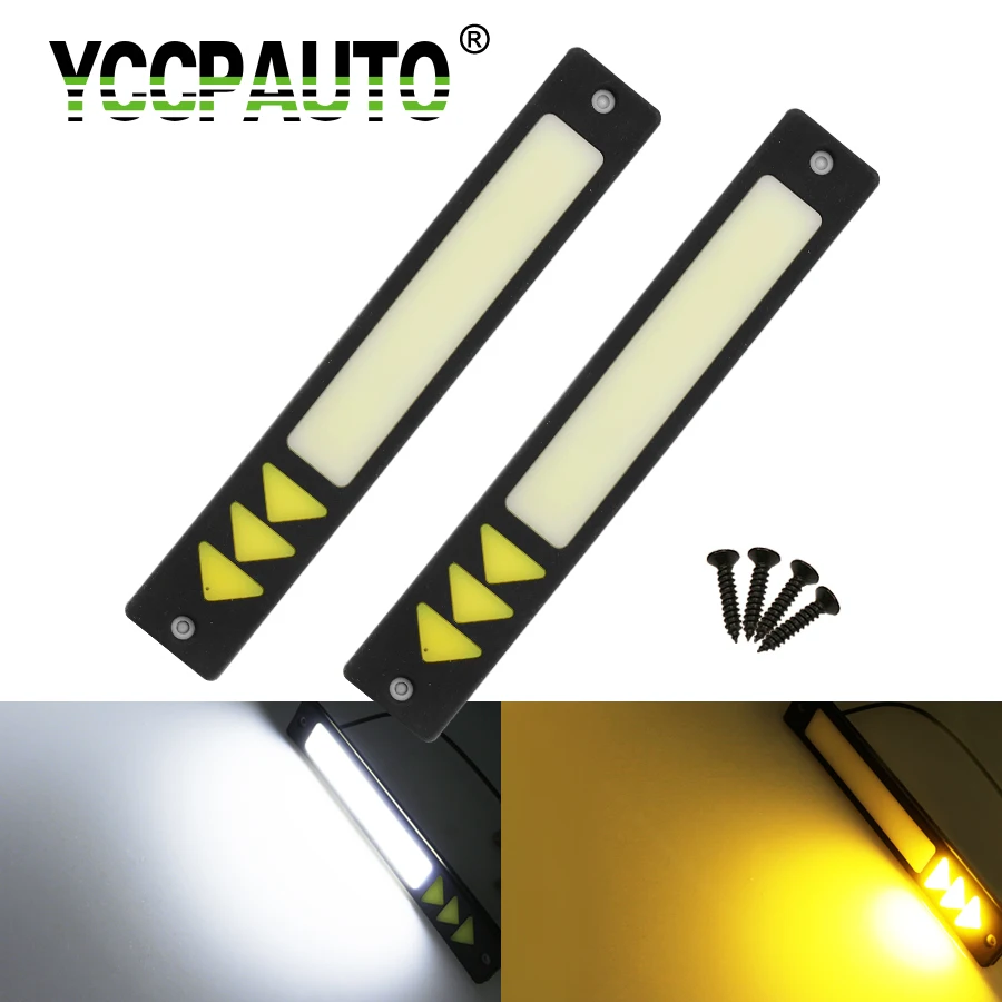 

YCCPAUTO Car Daytime Running Lights LED Dual Color Car-Styling DRL External Waterproof White/Yellow Led Fog Light 2PCS