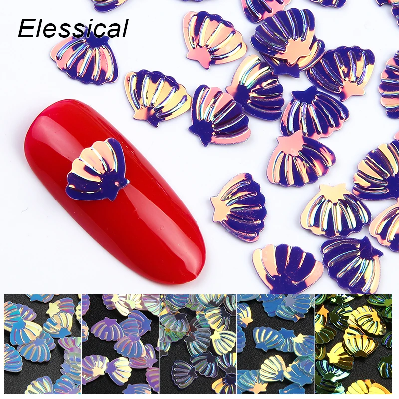 

ELESSICAL Mermaid Color 10g/bag Shell Shape Nail Glitters Sequins Polishing For Manicure Tool Nail Art Decorations WY1066-WY1071
