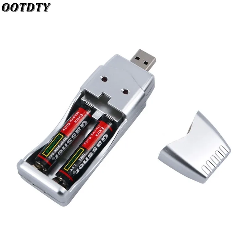 

OOTDTY Dual-Slot AA/AAA Ni-MH Ni-Cd Rechargeable Battery Charger Adapter DC1.4V USB Plug