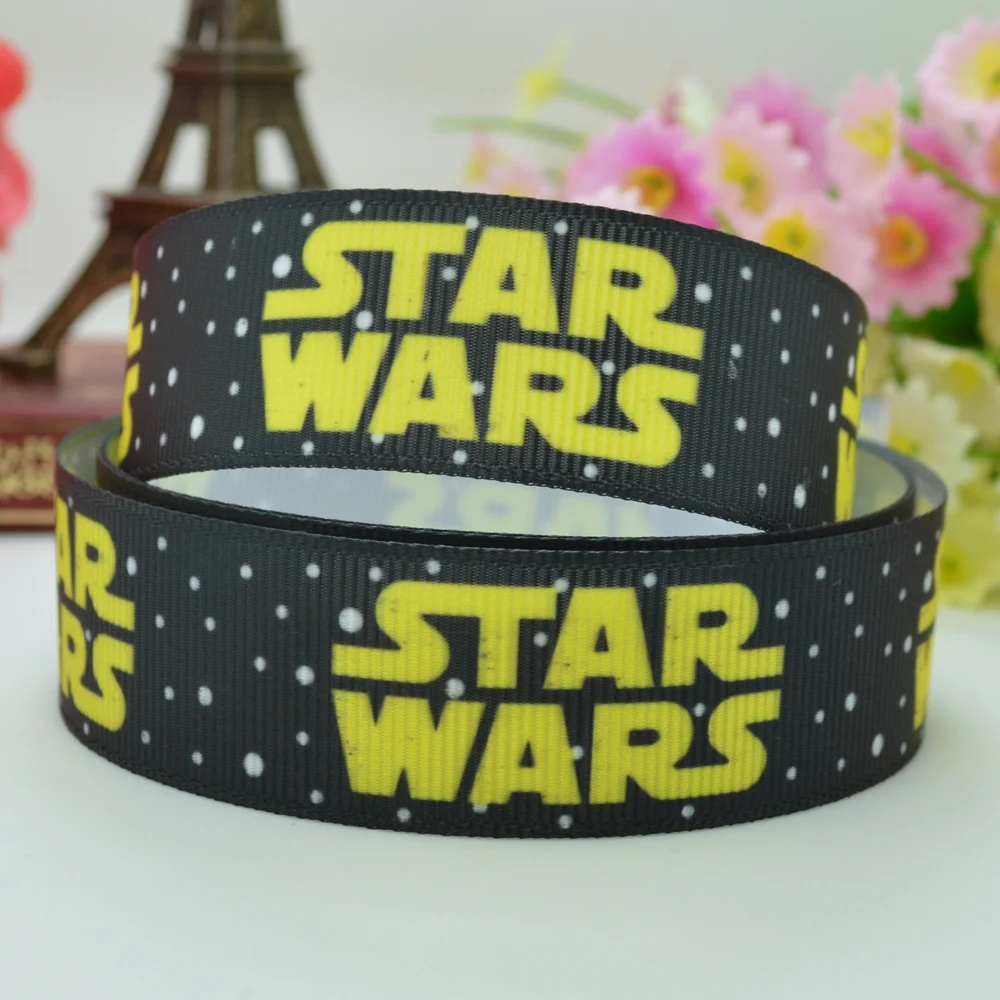 DUWES 7/8 &quot22 мм Звездные Войны Логотип Черный Печатный grosgrain лента бант для волос DIY