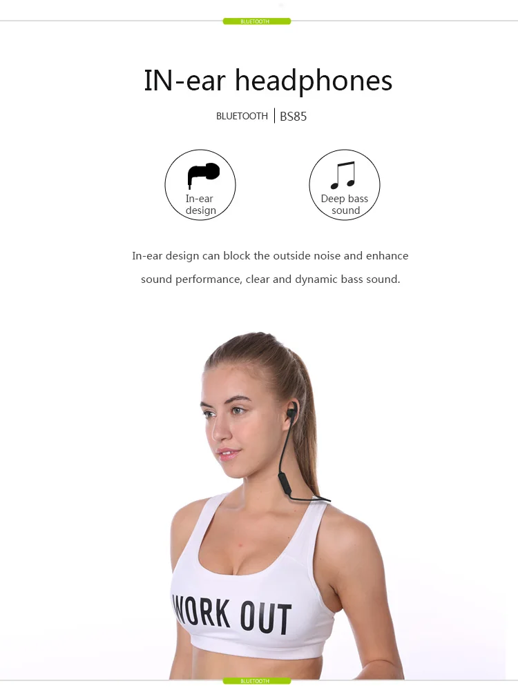 Langsdom Sports Bluetooth BS85 Wireless earphone with Microphone for iPhone xiaomi Samsung Mobile Phone Auriculare