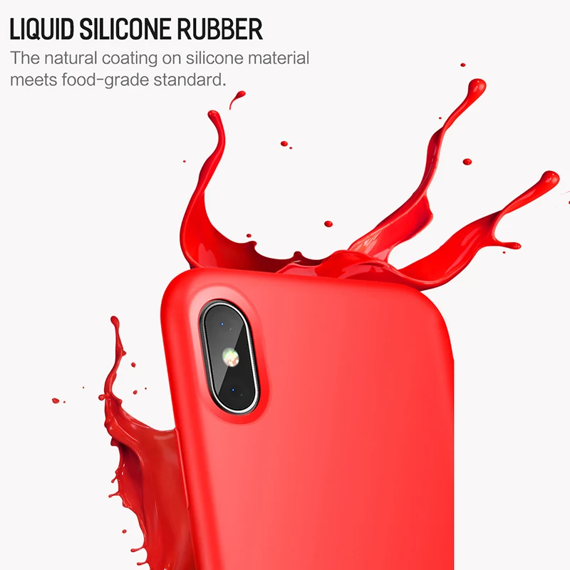 Liquid Silicone Case for iPhone X 10, ROCK Original Luxury Soft Phone Cover Case Microfiber Cushion Phone Case for iPhone 10 X