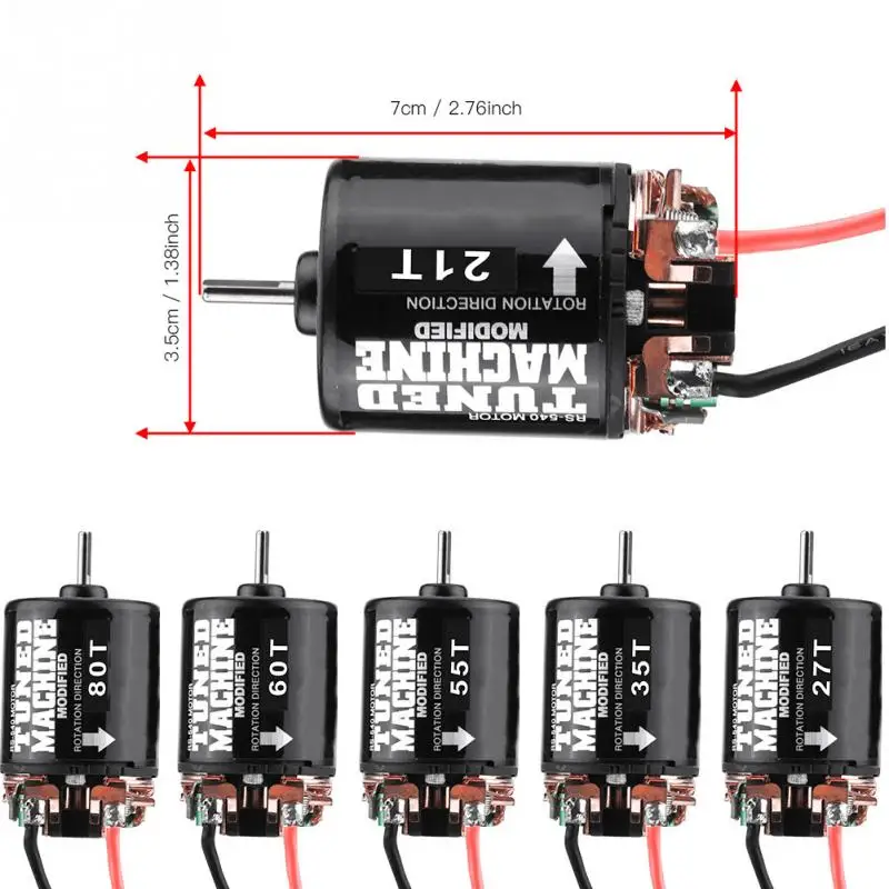 

Remote Control Metal RC Crawler Parts Accessory 540 21T, 27T, 35T, 55T, 60T, 80T Motor for 1/10 Scale RC Model Car RC Motor